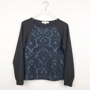 Loft Long Sleeve Blouse w/ Metallic Stitching Blue